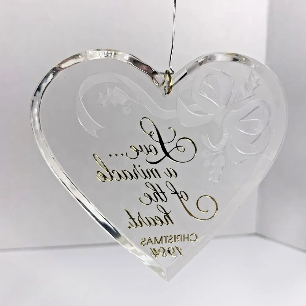 Hallmark 1984 Vintage Keepsake- The Miracle of Love Acrylic‎ Heart Ornament